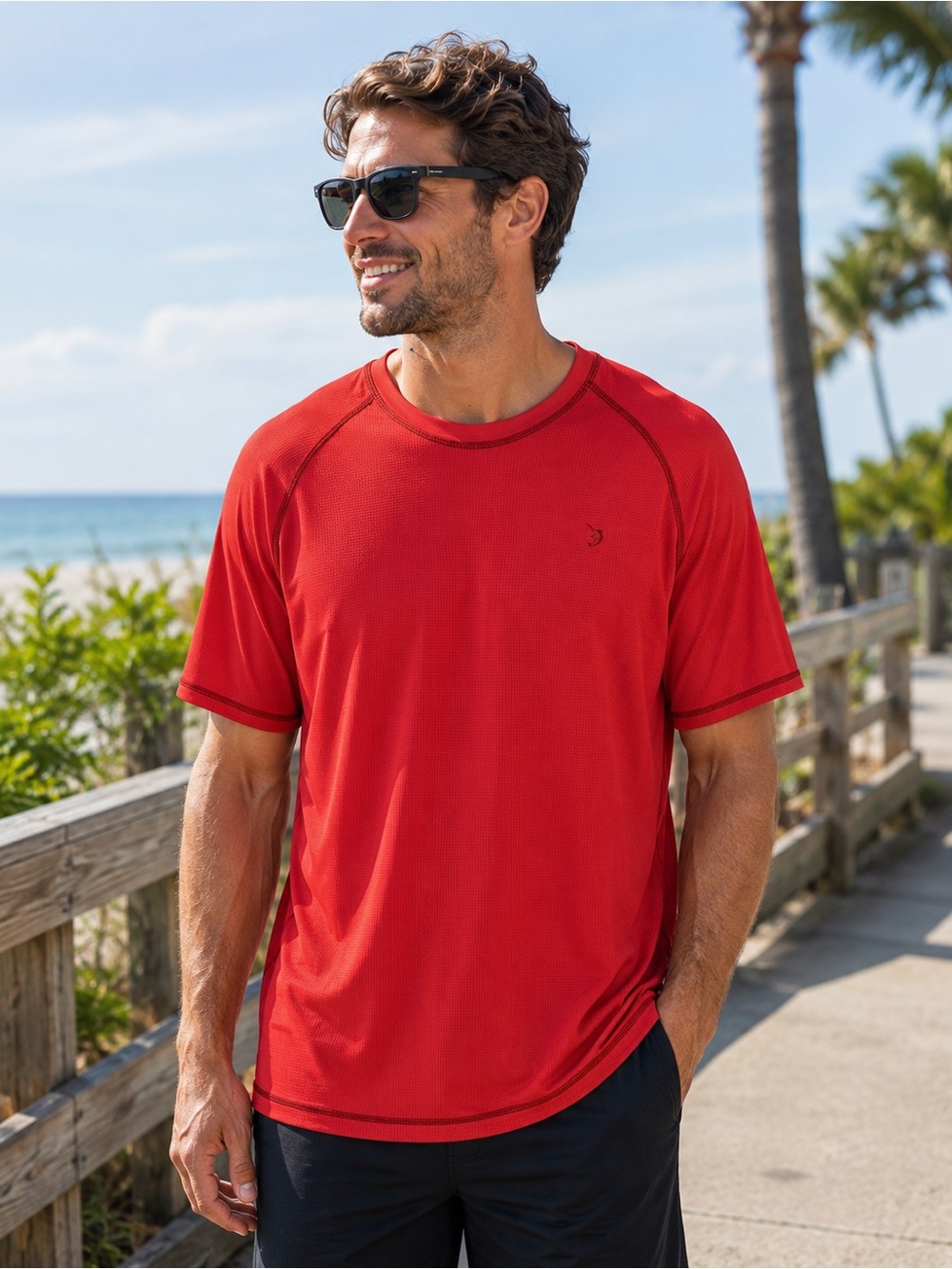 PGA Tour Men's Red Short Sleeve Athletic Tee